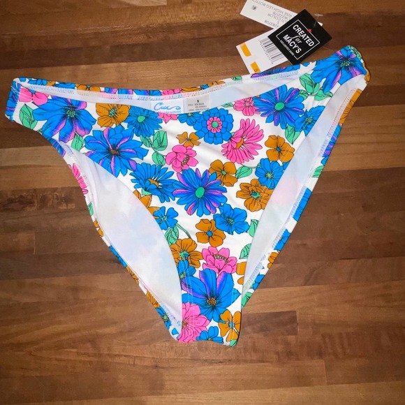 California Waves 3 piece bikini set, floral / green Small - Picture 4 of 12